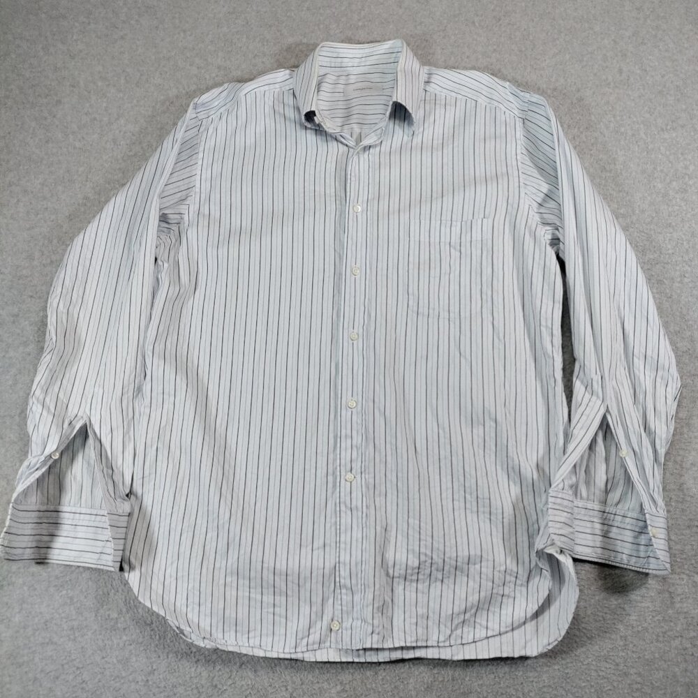 Ermenegildo Zegna Shirt Mens XL Striped Cotton Long Sleeve Button Up